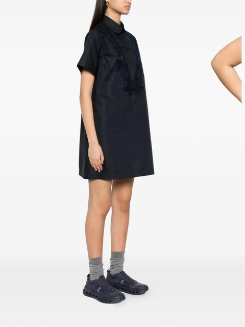 Moncler broderie-anglaise short-sleeve mini dress - Blue