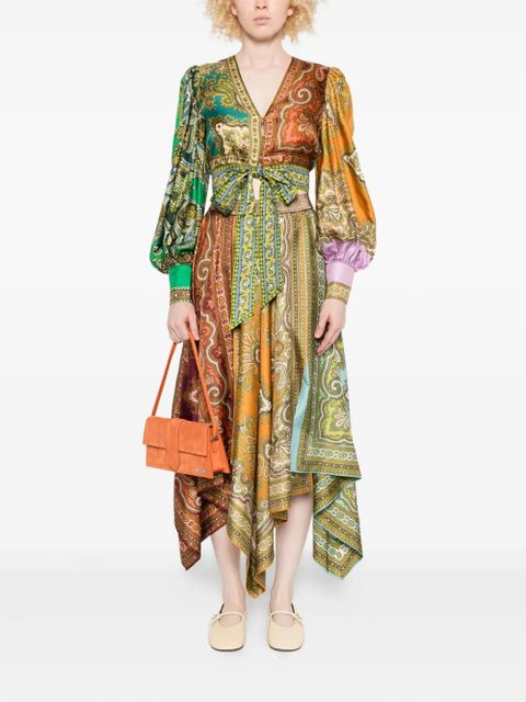 ALEMAIS paisley-print tie-front top - Green