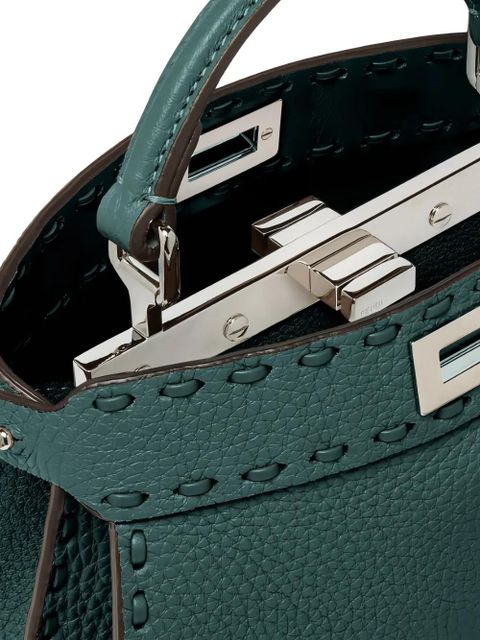 FENDI mini peekaboo stitch top handle tote bag - Green