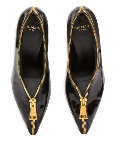 Balmain 95mm zip-detail wedge heeled pumps - Black