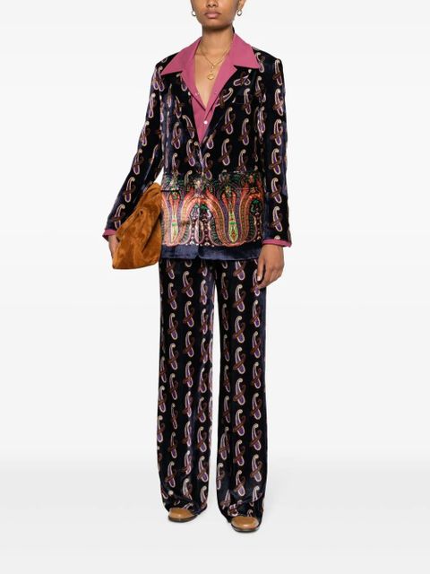ETRO patterned-jacquard velvet trousers - Blue