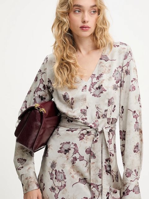 Answear.LAB sukienka kolor szary maxi rozkloszowana