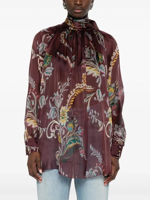 ETRO paisley-print silk blouse - Red