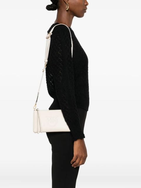 PINKO embossed-logo leather cross-body bag - White