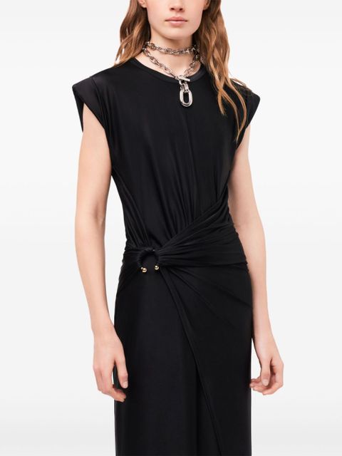 Rabanne gathered-detail draped midi dress - Black