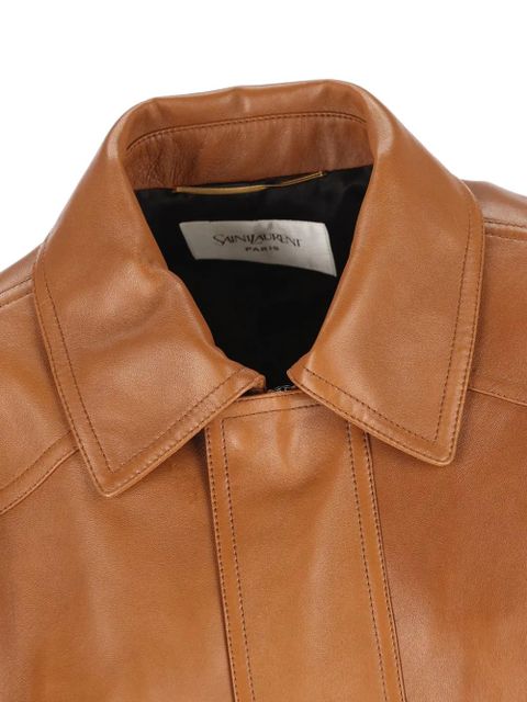 Saint Laurent leather bomber jacket - Brown