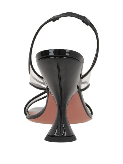 Amina Muaddi Lena 90MM patent-leather slingback sandals - Black