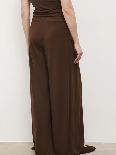 Answear.LAB spodnie damskie kolor brązowy szerokie high waist