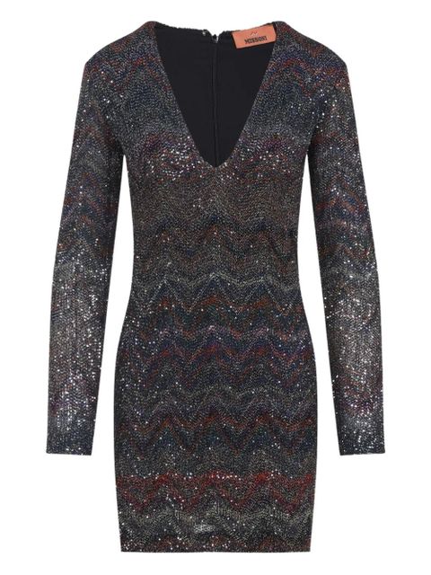 Missoni zigzag-knit sequinned mini dress - Black - zdjęcie produktu nr 1