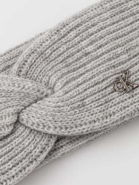 Calvin Klein opaska na głowę z dodatkiem wełny kolor szary LV04F8039G - zdjęcie produktu nr 2