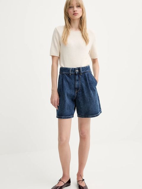 G-Star szorty jeansowe damskie kolor granatowy gładkie high waist D25985-D788 - zdjęcie produktu nr 2