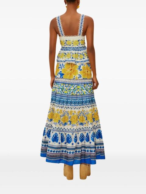 FARM Rio Zuli floral-print tiered maxi skirt - Blue - zdjęcie produktu nr 2