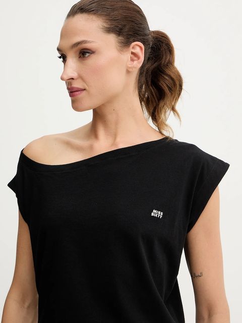 Miss Sixty t-shirt bawełniany damski kolor czarny 6S3SJ32500