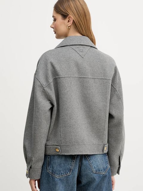 Tommy Hilfiger płaszcz z dodatkiem wełny kolor szary WW0WW47759