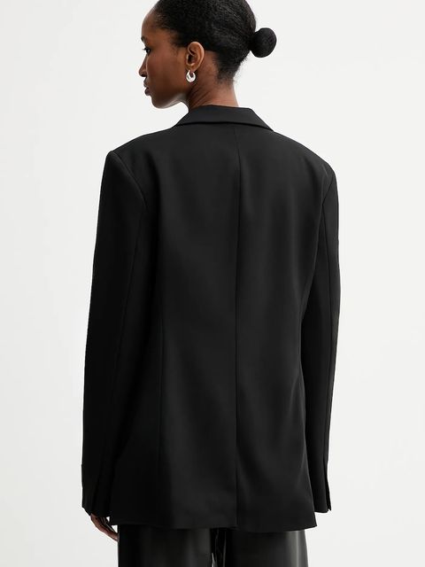 Calvin Klein marynarka kolor czarny jednorzędowa gładka LV040WL422