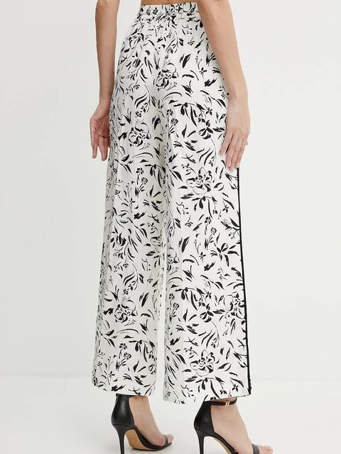 Karl Lagerfeld spodnie damskie kolor biały szerokie high waist A2W10016