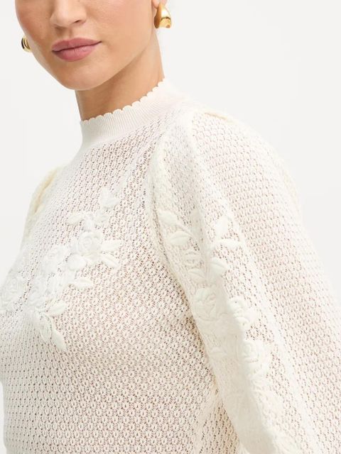 TWINSET floral-embroidered open-knit sweater - Neutrals
