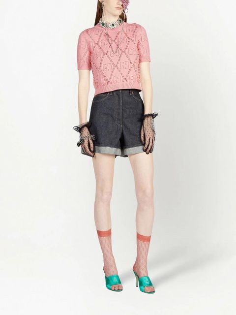 Gucci high-rise denim shorts - Blue - zdjęcie produktu nr 2