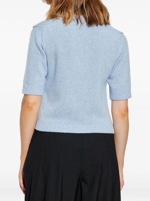 GANNI tie-fastening half-sleeved cardigan - Blue