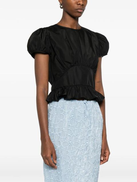 Cecilie Bahnsen puff-sleeve ruffled top - Black