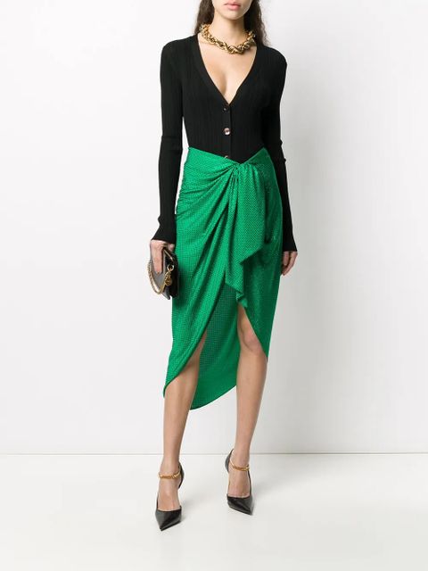 Balmain polka-dot ruched midi skirt - Green