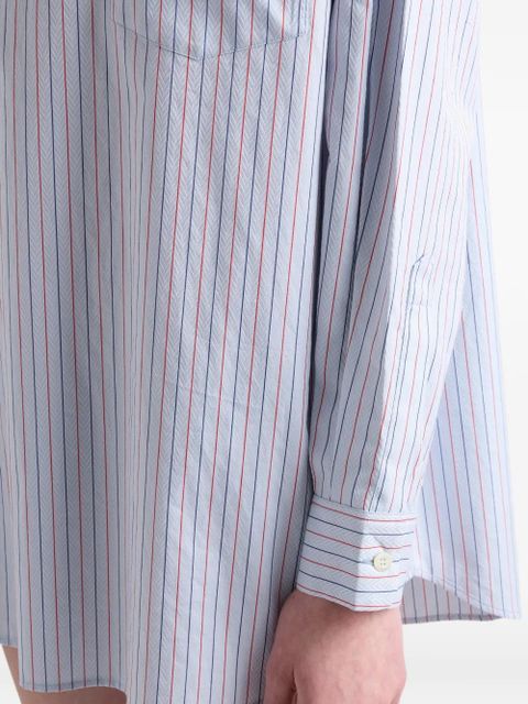 Prada striped cotton shirt with half-zipper - Blue