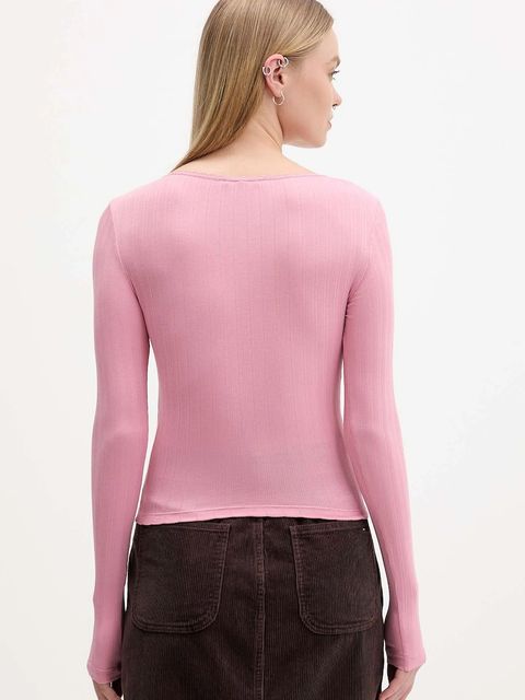 Tommy Jeans longsleeve kolor różowy DW0DW21575