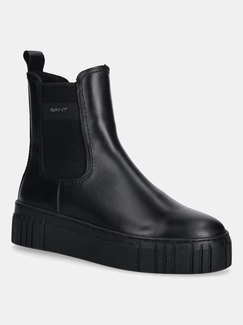 Gant sztyblety skórzane Snowmont damskie kolor czarny na płaskim obcasie ocieplone 31551096 - zdjęcie produktu nr 1