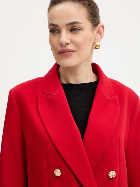 Morgan marynarka kolor czerwony dwurzędowa gładka VRED.F