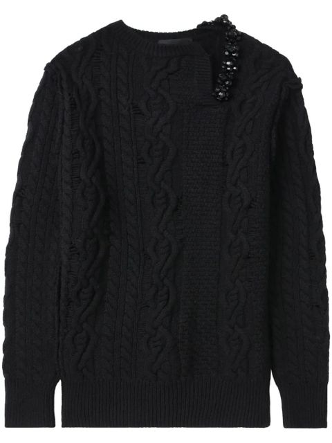 Simone Rocha distressed cable-knit jumper - Black - zdjęcie produktu nr 1