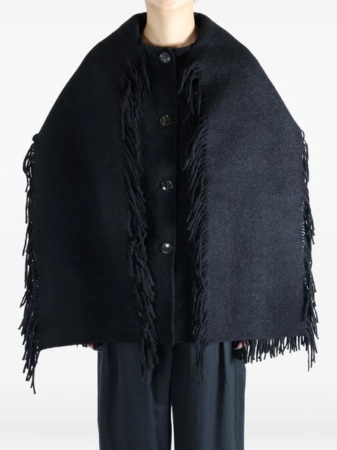 TOTEME fringed-scarf buttoned oversized jacket - Black