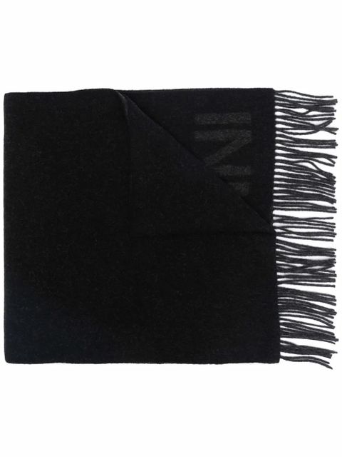 GANNI recycled wool-blend fringe scarf - Black - zdjęcie produktu nr 1