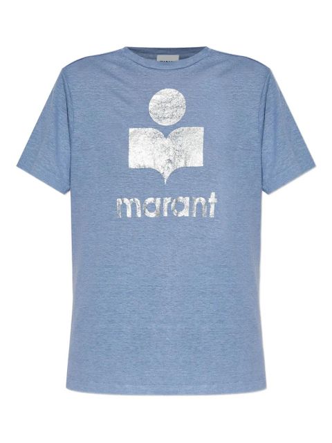 MARANT ÉTOILE metallic-logo linen t-shirt - Blue - zdjęcie produktu nr 1