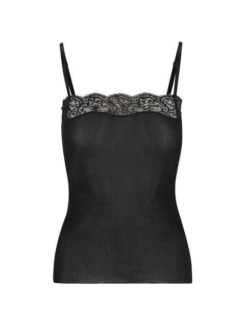 Saint Laurent lace ribbed top - Black - zdjęcie produktu nr 1