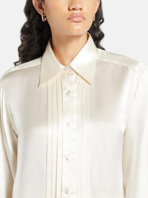TOM FORD pintuck-detail silk shirt - White