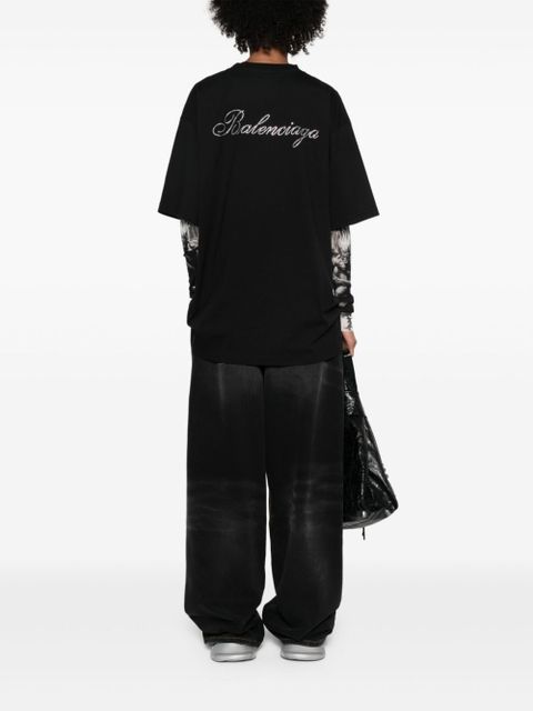 Balenciaga logo-embellished cotton T-shirt - Black