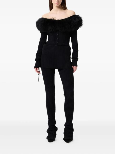 Blumarine ribbed-knit tie-detail trousers - White - zdjęcie produktu nr 2