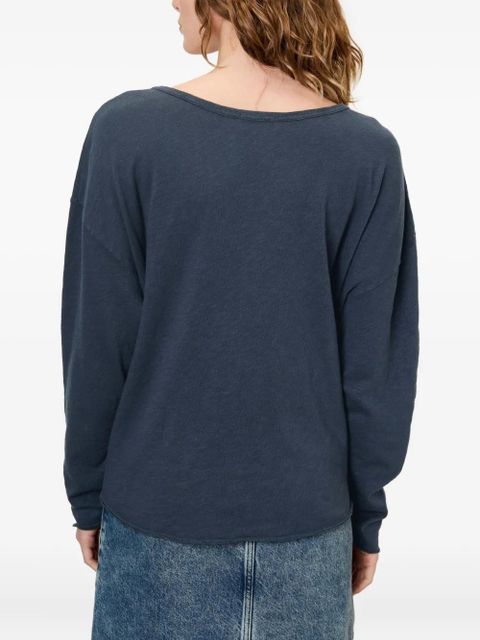 American Vintage Sonoma long-sleeve v-neck top - Blue