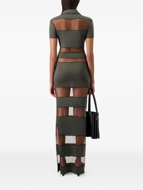 Coperni maxi sheer striped polo dress - Green