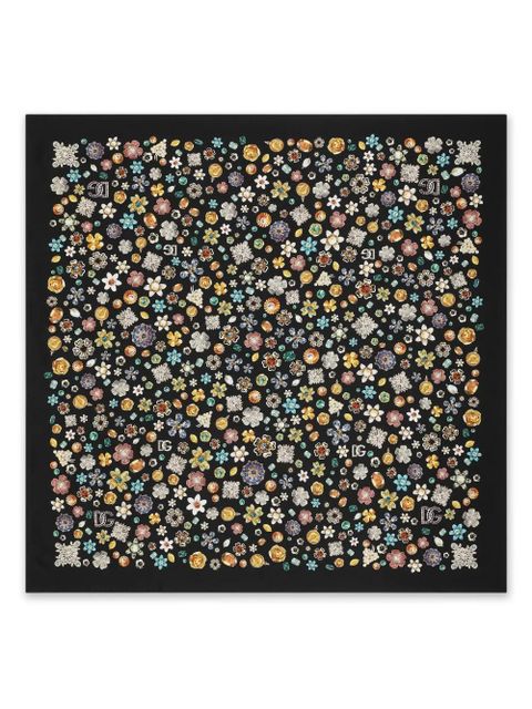 Dolce & Gabbana floral-print silk scarf - Black - zdjęcie produktu nr 1
