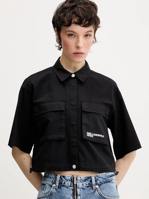 Karl Lagerfeld Jeans koszula damska kolor czarny relaxed z kołnierzykiem klasycznym A2W11001 - zdjęcie produktu nr 1