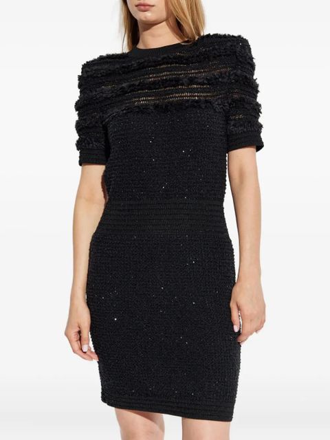 Balmain textured short-sleeve dress - Black