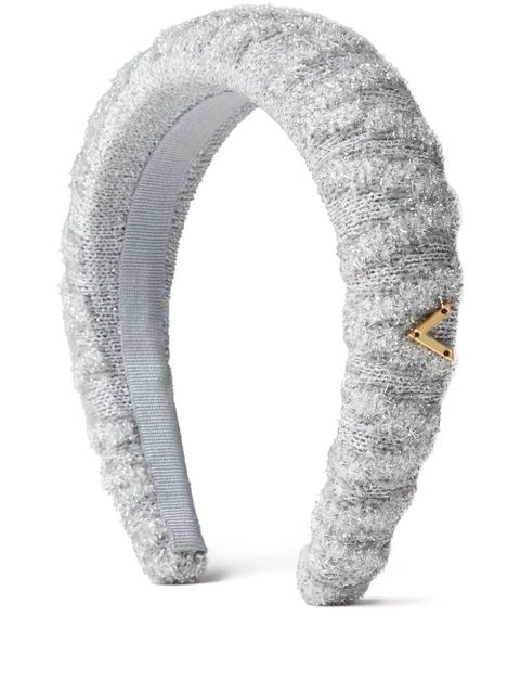 Valentino Garavani Vlogo cotton-blend headband - Grey - zdjęcie produktu nr 1