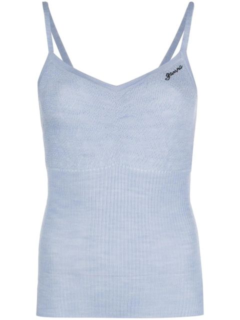 GANNI lace-detail merino cami top - Blue - zdjęcie produktu nr 1