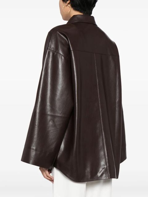 Nanushka Clarice faux leather polo shirt - Brown