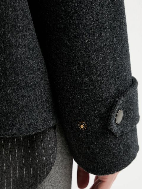 Sessun kurtka z dodatkiem wełny kolor szary przejściowa oversize 25112006