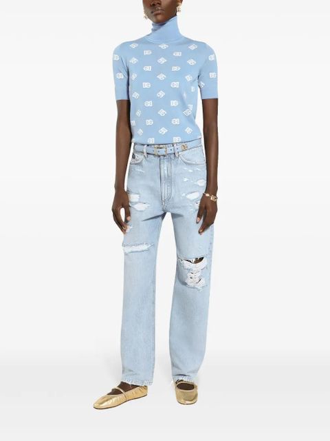 Dolce & Gabbana DNA high neck embroidered top - Blue - zdjęcie produktu nr 2