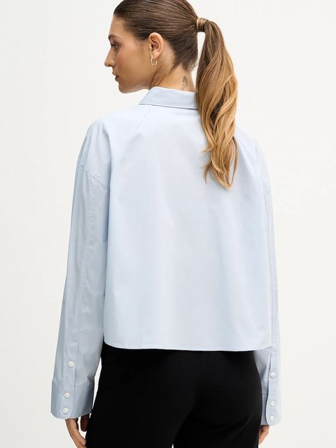 Calvin Klein Jeans koszula damska kolor niebieski relaxed z kołnierzykiem klasycznym LV047C141G