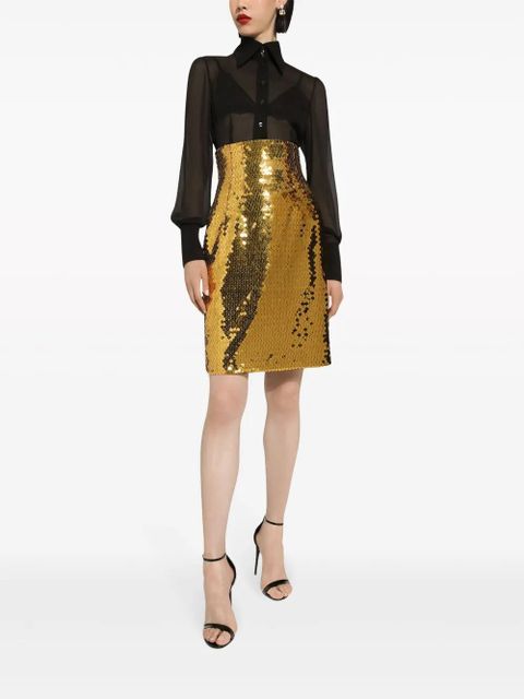 Dolce & Gabbana sequin-embellished high-waisted skirt - Yellow
