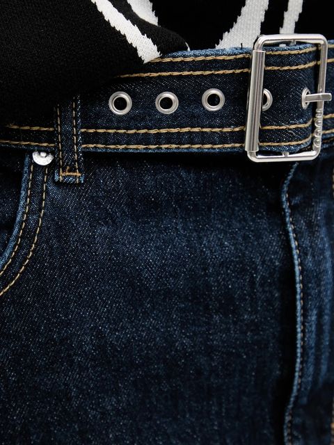 HUGO spódnica jeansowa kolor granatowy midi prosta 50541495